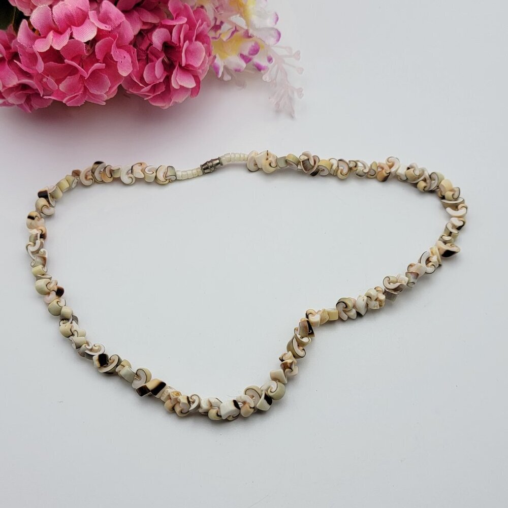 Luhuanus Snail Shell Necklace 18" Natural Spiral Hawaiian Beach Jewelry Boho